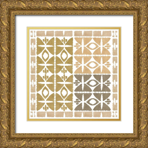 Earthy Geometric IV Gold Ornate Wood Framed Art Print with Double Matting by Kouta, Flora
