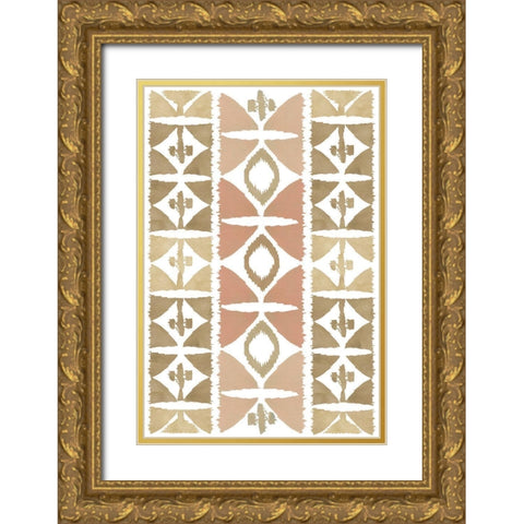 Earthy Geometric VII Gold Ornate Wood Framed Art Print with Double Matting by Kouta, Flora