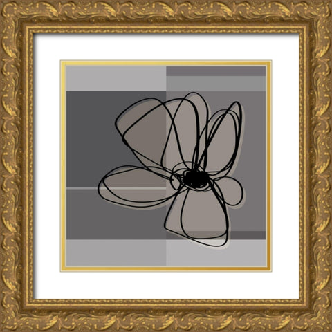 Greige November Flowers Gold Ornate Wood Framed Art Print with Double Matting by Haase, Andrea