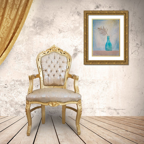 Palm Leaf Purity Gold Ornate Wood Framed Art Print with Double Matting by Haase, Andrea