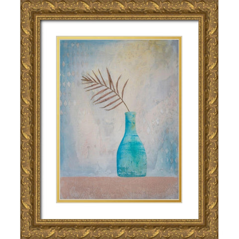 Palm Leaf Purity Gold Ornate Wood Framed Art Print with Double Matting by Haase, Andrea