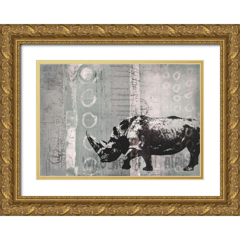Rhino Wild Africa II Gold Ornate Wood Framed Art Print with Double Matting by Haase, Andrea