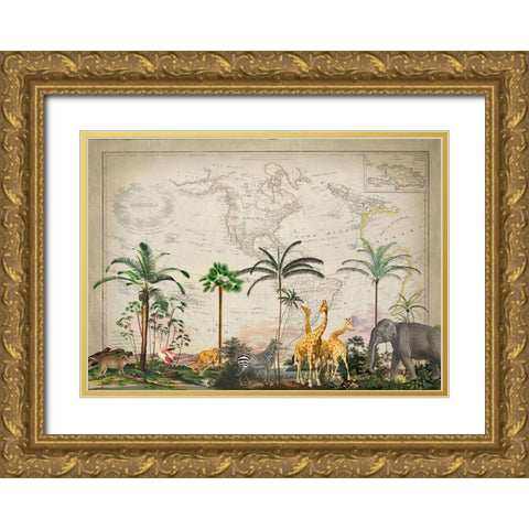 Wild Animals Paradise Gold Ornate Wood Framed Art Print with Double Matting by Haase, Andrea
