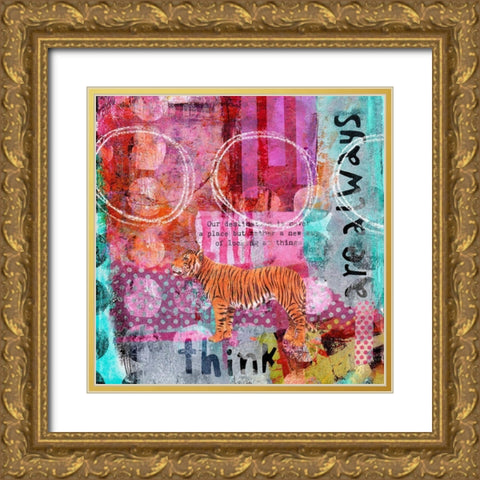 The Tigers Tale Gold Ornate Wood Framed Art Print with Double Matting by Haase, Andrea