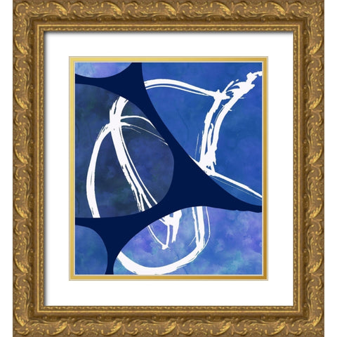 Indigo Lines II Gold Ornate Wood Framed Art Print with Double Matting by Haase, Andrea