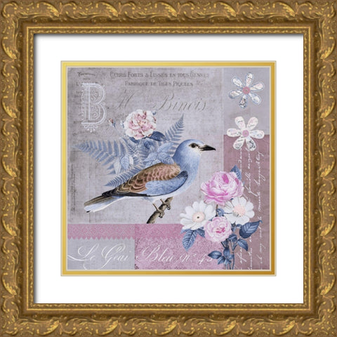 Birds Nostalgia Gold Ornate Wood Framed Art Print with Double Matting by Haase, Andrea