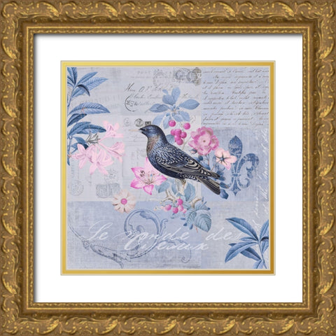 Starlings Garden Gold Ornate Wood Framed Art Print with Double Matting by Haase, Andrea