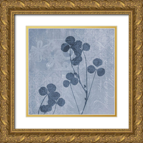 Grunge Floral Chic I Gold Ornate Wood Framed Art Print with Double Matting by Haase, Andrea