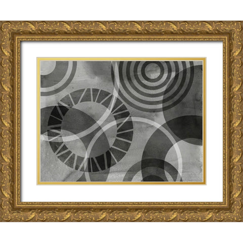 Layered Circles Gold Ornate Wood Framed Art Print with Double Matting by Haase, Andrea