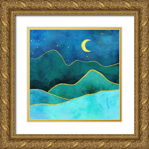 Midnight Moon Gold Ornate Wood Framed Art Print with Double Matting by Haase, Andrea