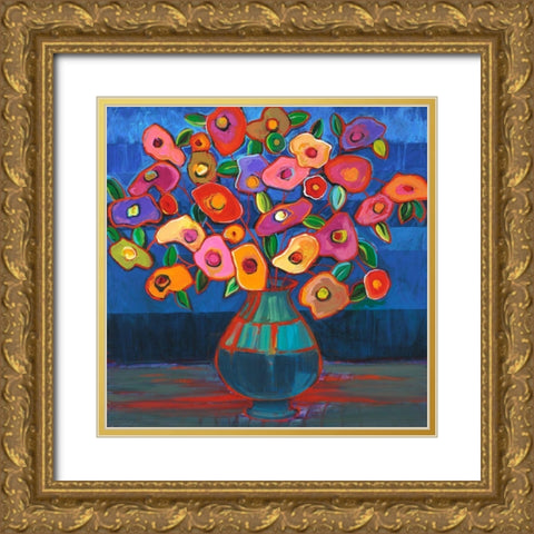 Flower Delight I Gold Ornate Wood Framed Art Print with Double Matting by Joy, Julie