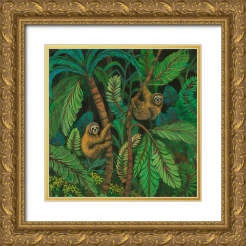 Sloth Journey Gold Ornate Wood Framed Art Print with Double Matting by Joy, Julie