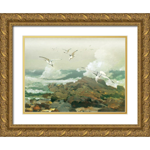 Green Ocean II Gold Ornate Wood Framed Art Print with Double Matting by Hunziker, Steve