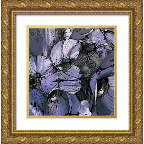 Purple Poppies II Gold Ornate Wood Framed Art Print with Double Matting by Eaton, Winnie