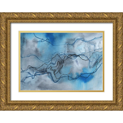 Inky Lining Gold Ornate Wood Framed Art Print with Double Matting by Haase, Andrea