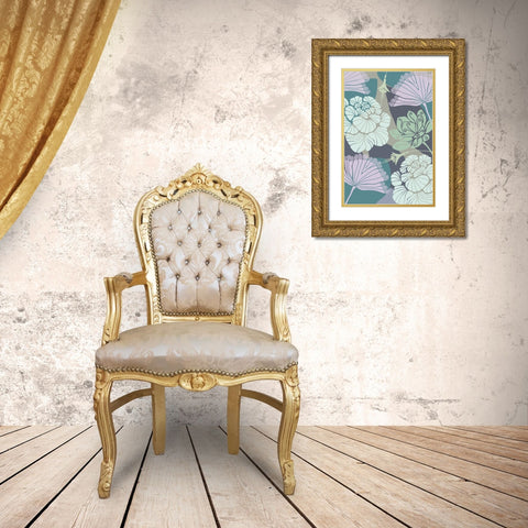 Art Deco Flowers II Gold Ornate Wood Framed Art Print with Double Matting by Kouta, Flora