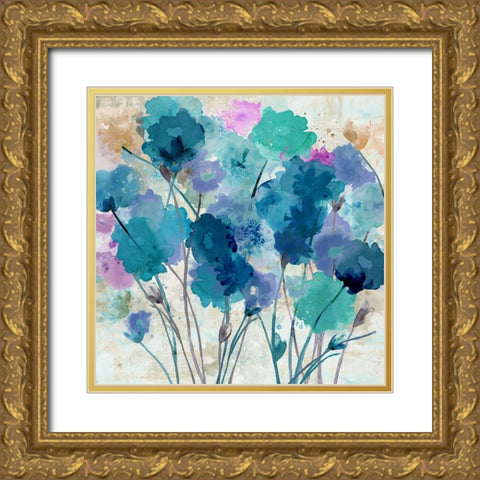 Wild Violets I Gold Ornate Wood Framed Art Print with Double Matting by Kouta, Flora