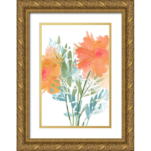 Orange Poppies I Gold Ornate Wood Framed Art Print with Double Matting by Kouta, Flora