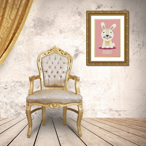 Rabbit Kids Nursery Gold Ornate Wood Framed Art Print with Double Matting by Williams, Gary