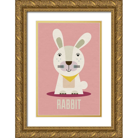 Rabbit Kids Nursery Gold Ornate Wood Framed Art Print with Double Matting by Williams, Gary
