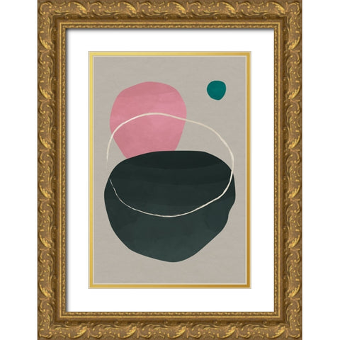 Scandi Pebbles II Gold Ornate Wood Framed Art Print with Double Matting by Williams, Gary