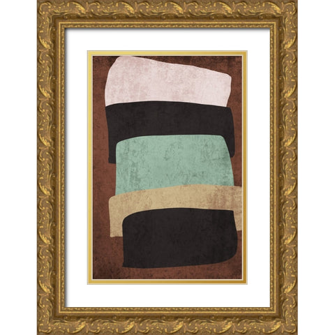Mid Century Modern Art Abstract Shapes I Gold Ornate Wood Framed Art Print with Double Matting by Orlov, Irena