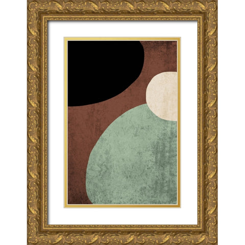 Mid Century Modern Art Abstract Shapes IV Gold Ornate Wood Framed Art Print with Double Matting by Orlov, Irena