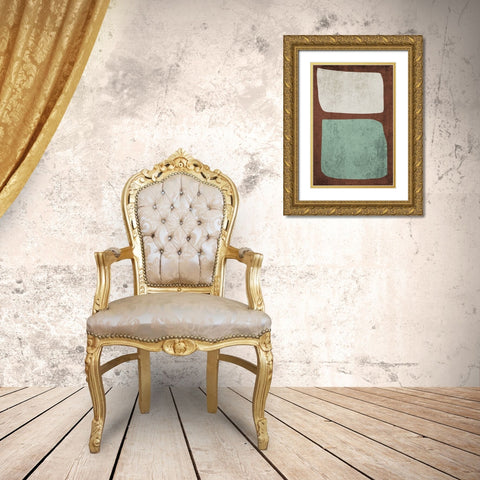 Mid Century Modern Art Abstract Shapes IX Gold Ornate Wood Framed Art Print with Double Matting by Orlov, Irena