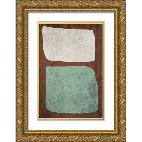 Mid Century Modern Art Abstract Shapes IX Gold Ornate Wood Framed Art Print with Double Matting by Orlov, Irena