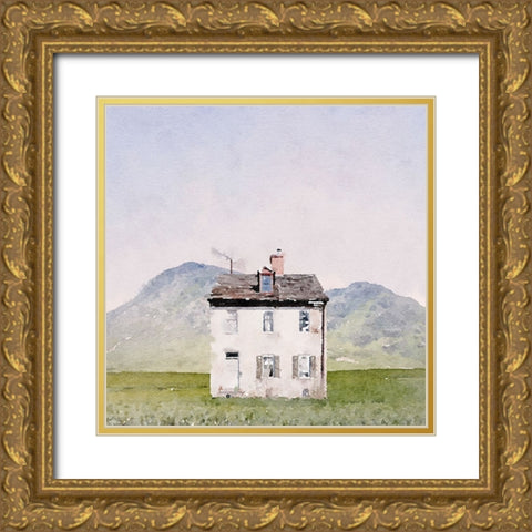 Cottage in the Field Gold Ornate Wood Framed Art Print with Double Matting by Curinga, Kim