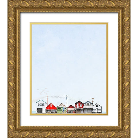 Rooftops Gold Ornate Wood Framed Art Print with Double Matting by Curinga, Kim