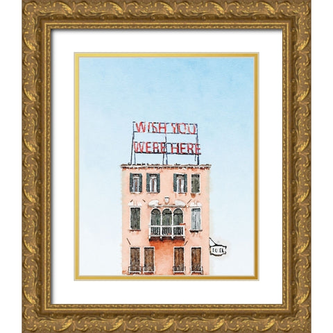 Wish You Were Here Hotel Gold Ornate Wood Framed Art Print with Double Matting by Curinga, Kim