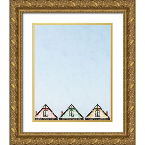 Rooftop Trio Gold Ornate Wood Framed Art Print with Double Matting by Curinga, Kim