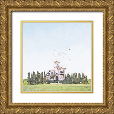 Mansion In the Woods Gold Ornate Wood Framed Art Print with Double Matting by Curinga, Kim