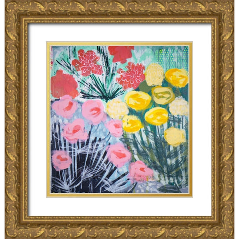 Garden Excitement Gold Ornate Wood Framed Art Print with Double Matting by Hampe, Shelley