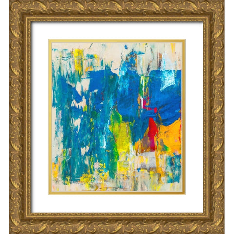 Bright Abstract I Gold Ornate Wood Framed Art Print with Double Matting by Hunziker, Steve