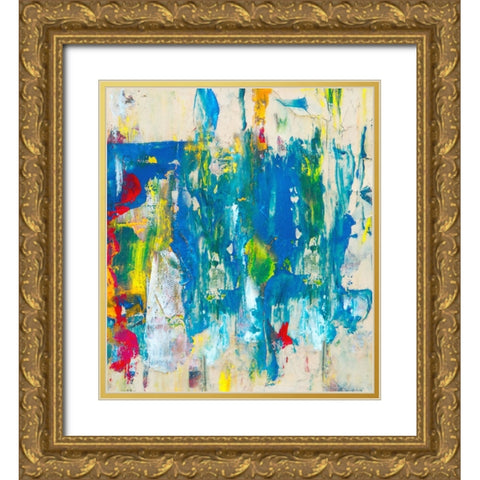 Bright Abstract II Gold Ornate Wood Framed Art Print with Double Matting by Hunziker, Steve