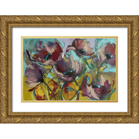 Wild Flowers Gold Ornate Wood Framed Art Print with Double Matting by Eaton, Winnie