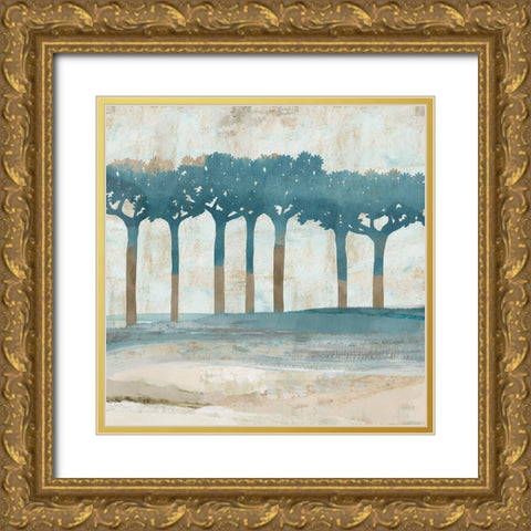 Trees at Dusk Gold Ornate Wood Framed Art Print with Double Matting by Kouta, Flora