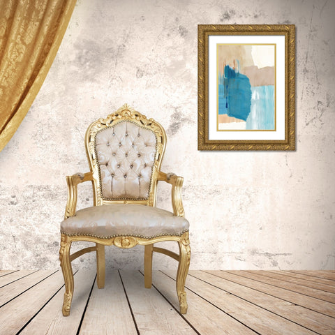 Blue Motion I Gold Ornate Wood Framed Art Print with Double Matting by Kouta, Flora