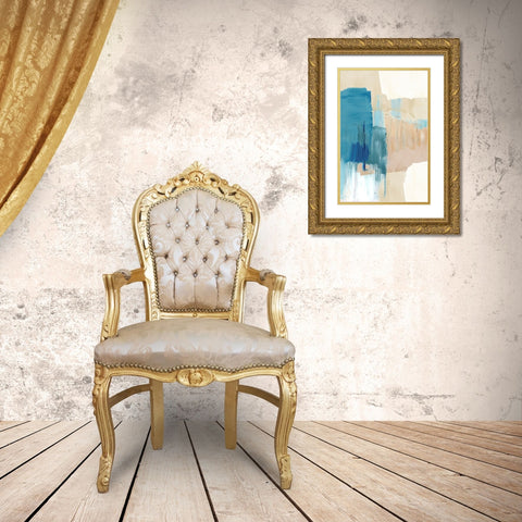 Blue Motion III Gold Ornate Wood Framed Art Print with Double Matting by Kouta, Flora