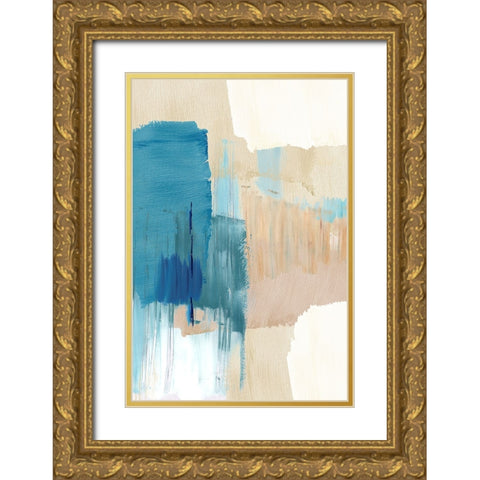 Blue Motion III Gold Ornate Wood Framed Art Print with Double Matting by Kouta, Flora
