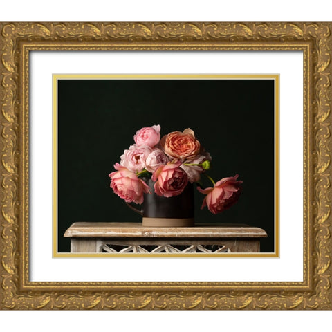 Pink Slumber Gold Ornate Wood Framed Art Print with Double Matting by Mclean, Leah