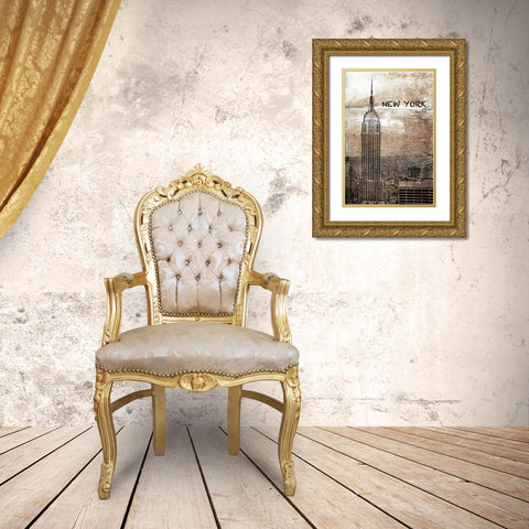 New York Gold Ornate Wood Framed Art Print with Double Matting by Orlov, Irena