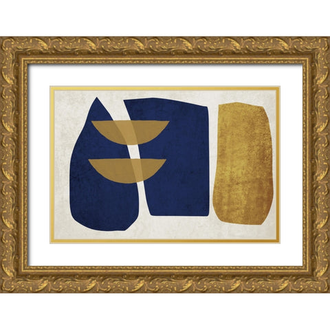 Simple Shapes, Geometric Shapes Composition I Gold Ornate Wood Framed Art Print with Double Matting by Orlov, Irena