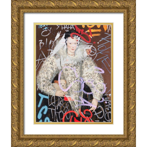 Marcus Gheeraerts the Younger Portrait of a Lady, With a Touch of Modern Gold Ornate Wood Framed Art Print with Double Matting by Orlov, Irena