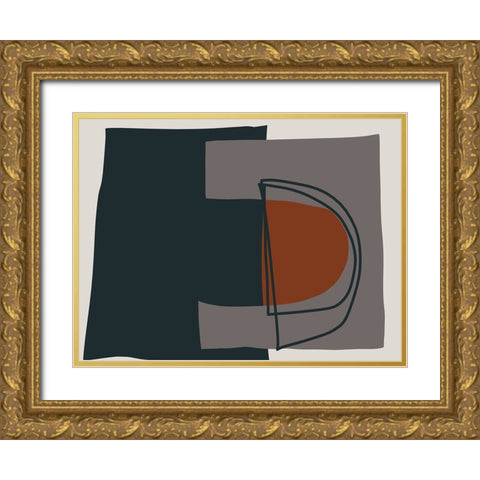 Organic Shapes and Lines II Gold Ornate Wood Framed Art Print with Double Matting by Orlov, Irena