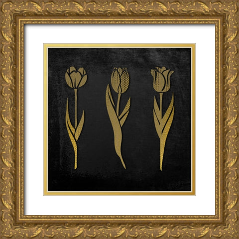 Tulip Trio I Gold Ornate Wood Framed Art Print with Double Matting by Smith, Karen