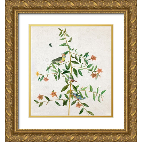 Perchin I Gold Ornate Wood Framed Art Print with Double Matting by Smith, Karen