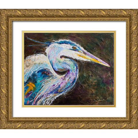 Great Heron Gold Ornate Wood Framed Art Print with Double Matting by St Hilaire, Elizabeth